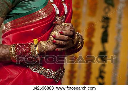 Stock Image - Close-up of bangles on a brides hand . Fotosearch