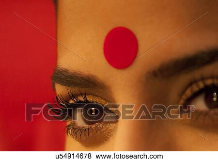 Close-up of eye and bindi of a woman View Large Photo Image Stock Photo - Close-up of eye and bindi of a woman . Fotosearch