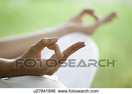 Close-up of young woman's hand with yoga gesture called guyan mudra View Large Photo Image Stock Photograph - Close-up of young woman's hand with yoga gesture called guyan mudra . Fotosearch