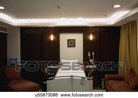 Hospital bed View Large Photo Image Stock Photograph - Hospital bed . Fotosearch