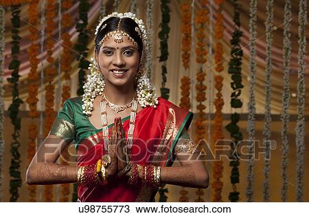 Indian woman greeting Namaste View Large Photo Image Stock Image - Indian woman greeting Namaste . Fotosearch