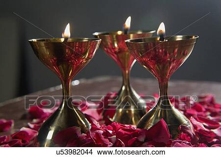 Picture - Lighted diyas . Fotosearch