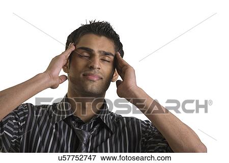 Man having a headache View Large Photo Image Stock Photo - Man having a headache . Fotosearch