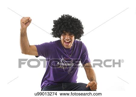 Picture - Man with an afro wig . Fotosearch