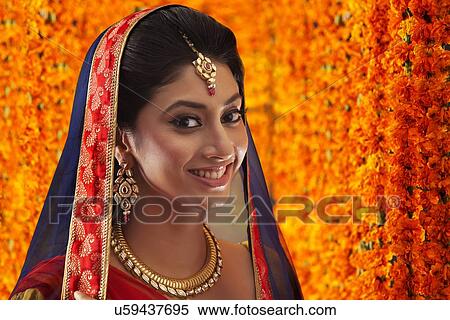Stock Photography - Portrait of a beautiful bride smiling. Fotosearch
