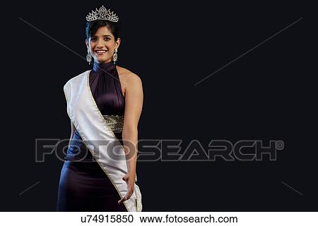Stock Image - Portrait of a beauty pageant winner . Fotosearch