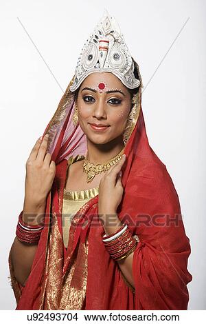 Portrait of a Bengali bride View Large Photo Image Picture - Portrait of a Bengali bride . Fotosearch