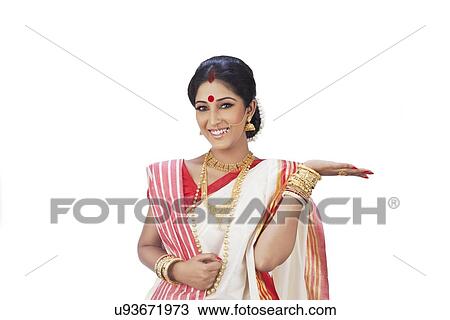 Stock Image - Portrait of a Bengali woman gesturing. Fotosearch