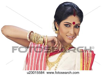 Picture - Portrait of a Bengali woman smiling. Fotosearch