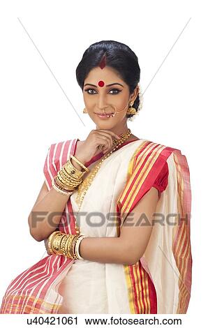 Stock Image - Portrait of a Bengali woman. Fotosearch