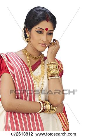 Stock Image - Portrait of a Bengali woman. Fotosearch