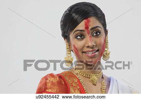 Stock Image - Portrait of a Bengali woman . Fotosearch