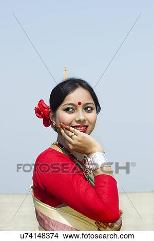Picture - Portrait of a Bihu dancer . Fotosearch