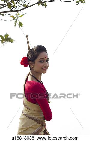 Portrait of a Bihu dancer View Large Photo Image Stock Photo - Portrait of a Bihu dancer . Fotosearch