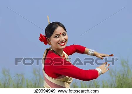 Portrait of a Bihu dancer View Large Photo Image Stock Photo - Portrait of a Bihu dancer . Fotosearch