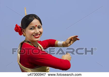 Stock Photo - Portrait of a Bihu dancer . Fotosearch