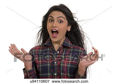 Portrait of a girl getting awestruck View Large Photo Image Stock Photo - Portrait of a girl getting awestruck . Fotosearch