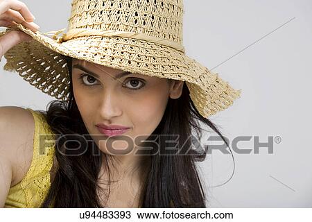 Portrait of a girl in a hat View Large Photo Image Stock Image - Portrait of a girl in a hat . Fotosearch