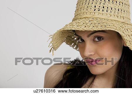 Portrait of a girl in a hat View Large Photo Image Stock Photograph - Portrait of a girl in a hat . Fotosearch