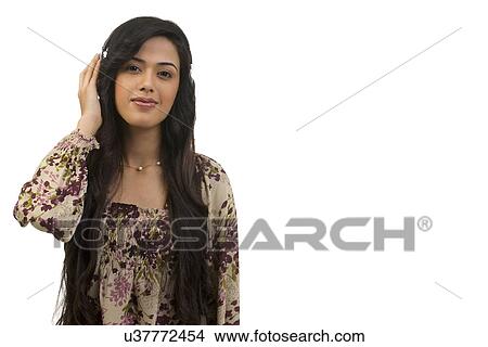 Portrait of a girl with headphones View Large Photo Image Picture - Portrait of a girl with headphones . Fotosearch