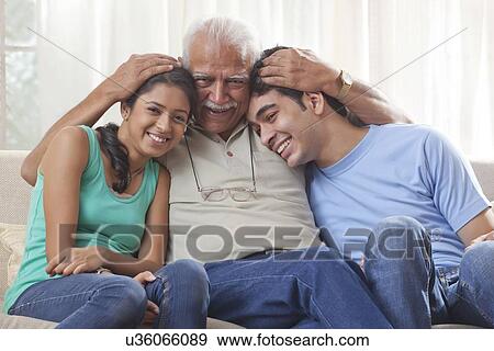 Portrait of a grandfather and grandchildren View Large Photo Image Stock Photo - Portrait of a grandfather and grandchildren. Fotosearch