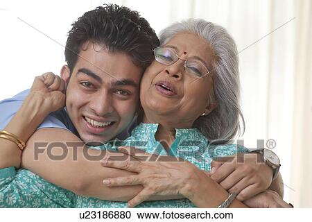 Stock Image - Portrait of a grandmother and grandson. Fotosearch
