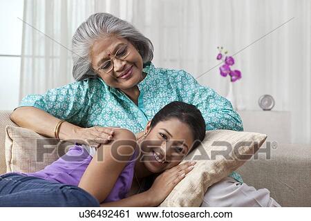 Stock Image - Portrait of a grandmother and granddaughter. Fotosearch