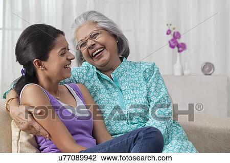 Stock Image - Portrait of a grandmother and granddaughter. Fotosearch