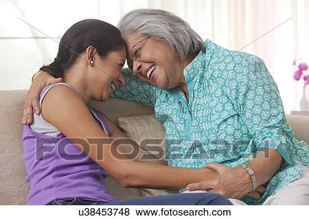 Stock Photo - Portrait of a grandmother and granddaughter. Fotosearch
