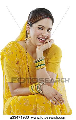 Stock Image - Portrait of a Gujarati woman . Fotosearch