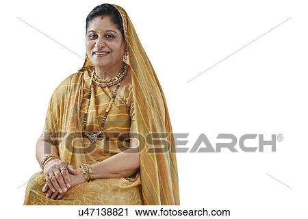 Stock Image - Portrait of a Gujarati woman . Fotosearch