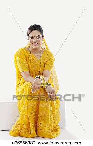 Stock Image - Portrait of a Gujarati woman . Fotosearch