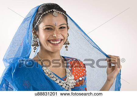 Stock Image - Portrait of a Gujarati woman . Fotosearch