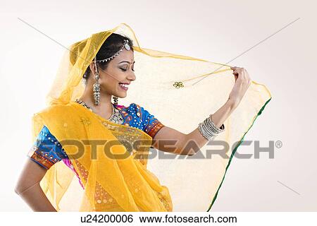 Stock Photograph - Portrait of a Gujarati woman . Fotosearch