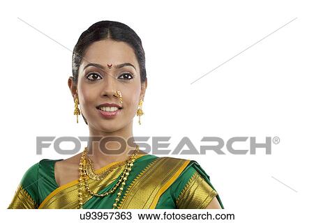 Stock Image - Portrait of a Maharashtrian woman . Fotosearch