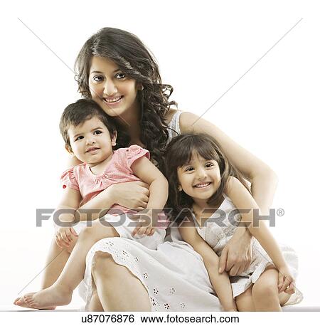 Stock Photograph - Portrait of a mother and her kids . Fotosearch