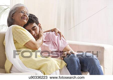 Portrait of a woman with grandson View Large Photo Image Stock Image - Portrait of a woman with grandson. Fotosearch