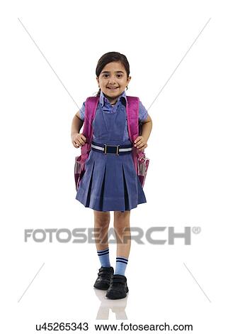 Portrait of a young school girl View Large Photo Image Stock Image - Portrait of a young school girl . Fotosearch