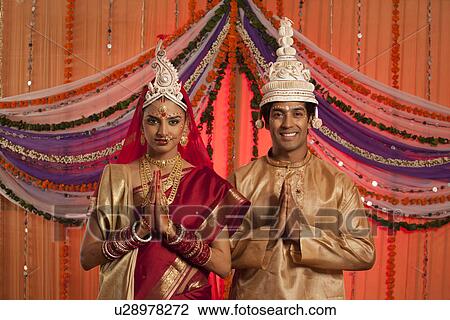 Portrait of Bengali bride and groom greeting View Large Photo Image Stock Image - Portrait of Bengali bride and groom greeting . Fotosearch
