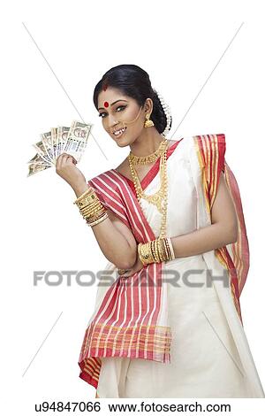 Portrait of Bengali woman holding currency View Large Photo Image Stock Photograph - Portrait of Bengali woman holding currency. Fotosearch