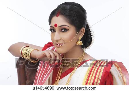 Stock Image - Portrait of Bengali woman . Fotosearch