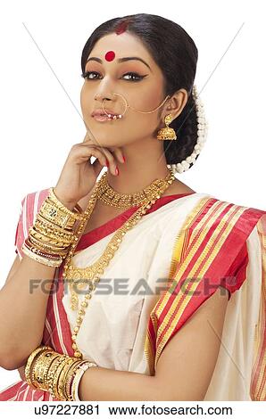 Stock Image - Portrait of Bengali woman . Fotosearch
