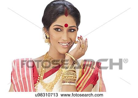 Stock Image - Portrait of Bengali woman . Fotosearch