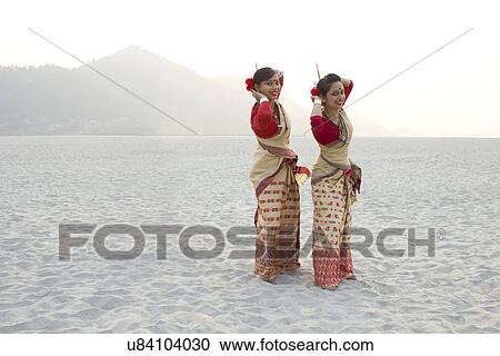 Portrait of Bihu women dancing View Large Photo Image Stock Image - Portrait of Bihu women dancing . Fotosearch