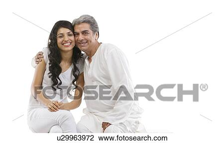 Stock Image - Portrait of father and daughter . Fotosearch
