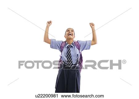 School girl cheering View Large Photo Image Stock Image - School girl cheering . Fotosearch