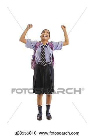 School girl cheering View Large Photo Image Stock Image - School girl cheering . Fotosearch