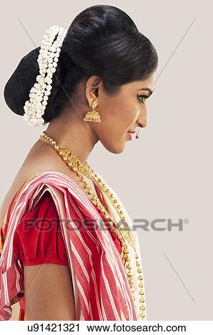 Stock Image - Side profile of Bengali woman. Fotosearch