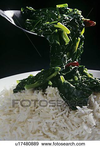 Spinach and rice View Large Photo Image Stock Photo - Spinach and rice . Fotosearch