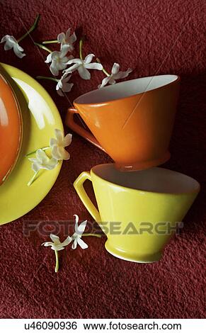 Tea cups and saucers View Large Photo Image Stock Photograph - Tea cups and saucers . Fotosearch